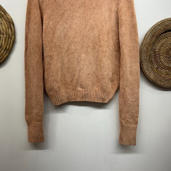 Aritzia Wilfred Peach Pink Turtleneck Mock Neck Chenille Knit Sweater Medium - Picture 5 of 7